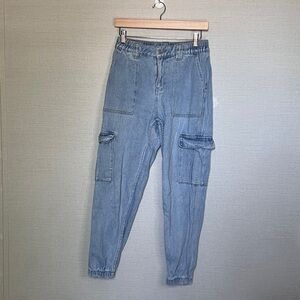 Pacsun‎ Jeans Womens Medium Light Wash Relaxed Distressed Baggy Cargo Carpenter